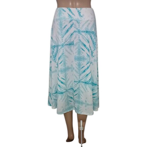 Jane Ashley‎ Midi Skirt Sz M Bohemian Stretch Fit Flare Pull On Beachy Coastal - Picture 4 of 16